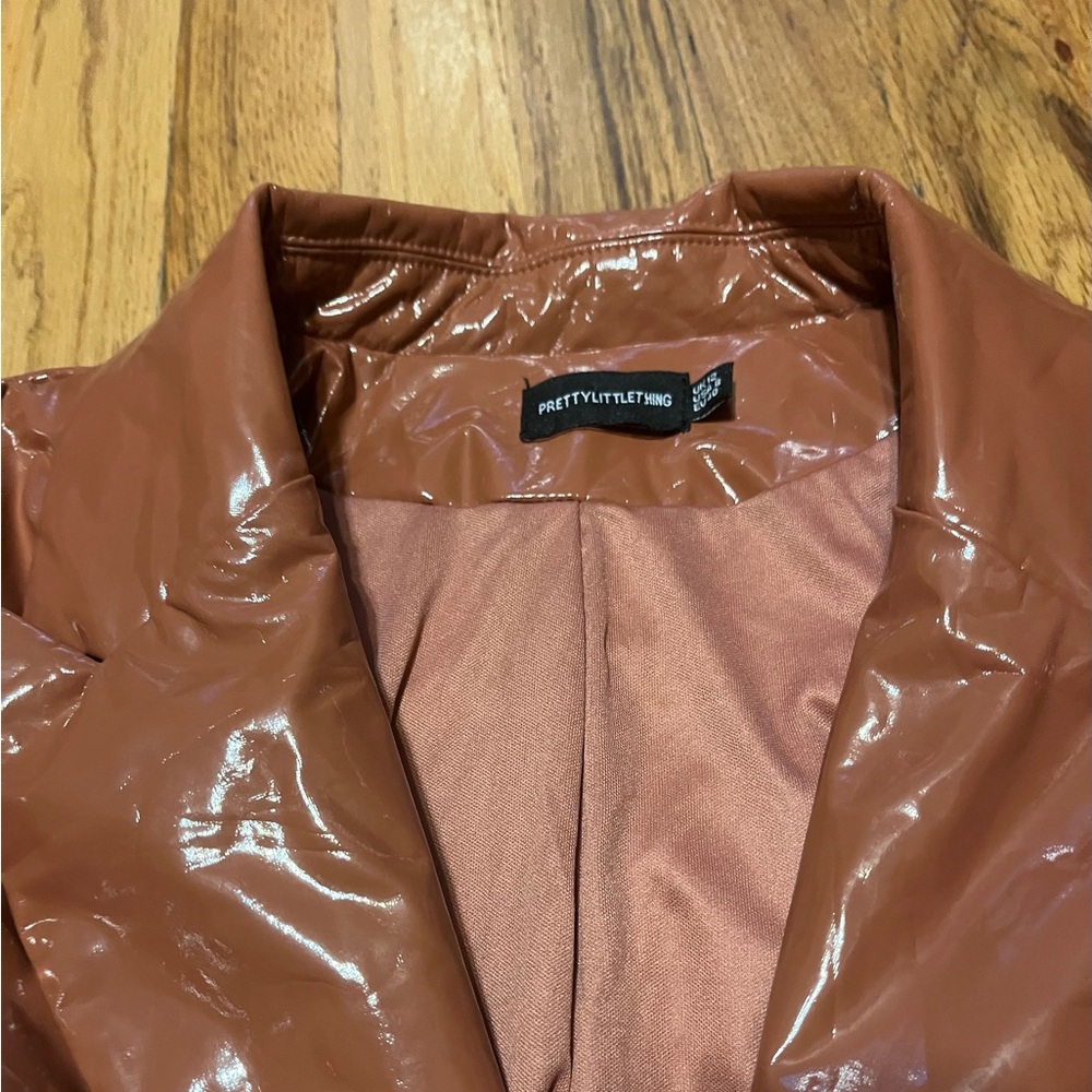 PrettyLittleThing Brown Blazer Jacket Size 8 - Picture 3 of 8